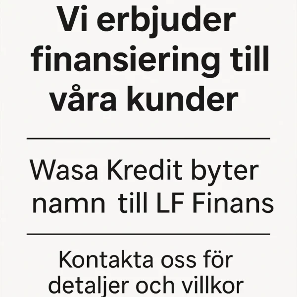 Vi erbjuder finansiering