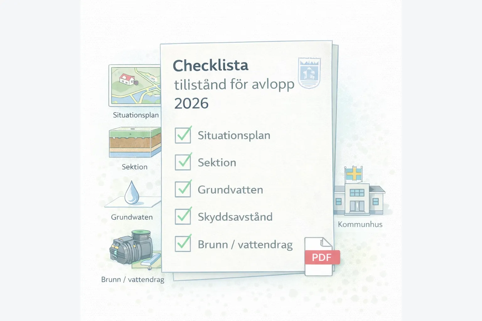 Checklista tillstånd för avlopp
