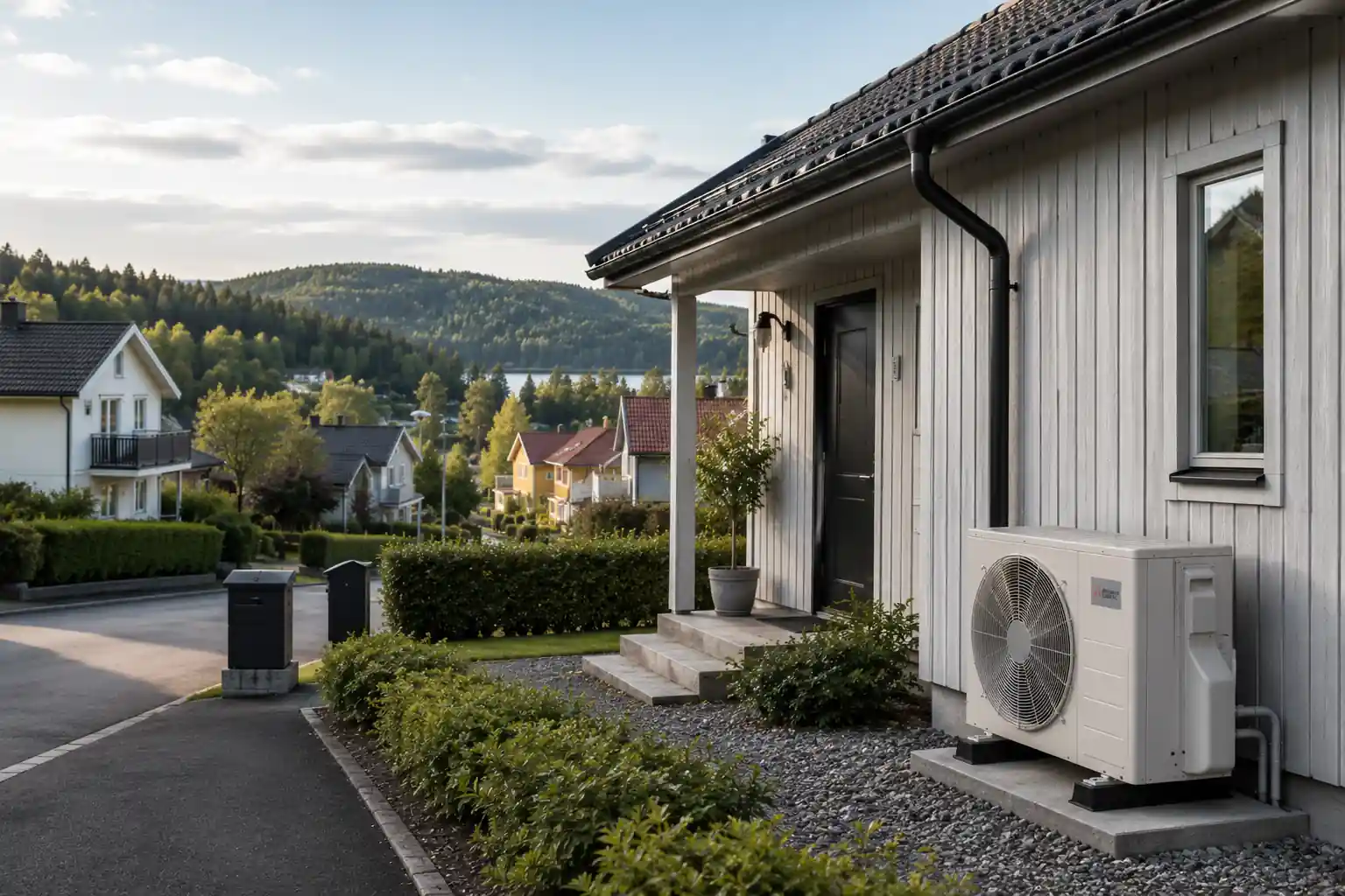 Villa i Arvika med en luft-vattenvärmepump installerad