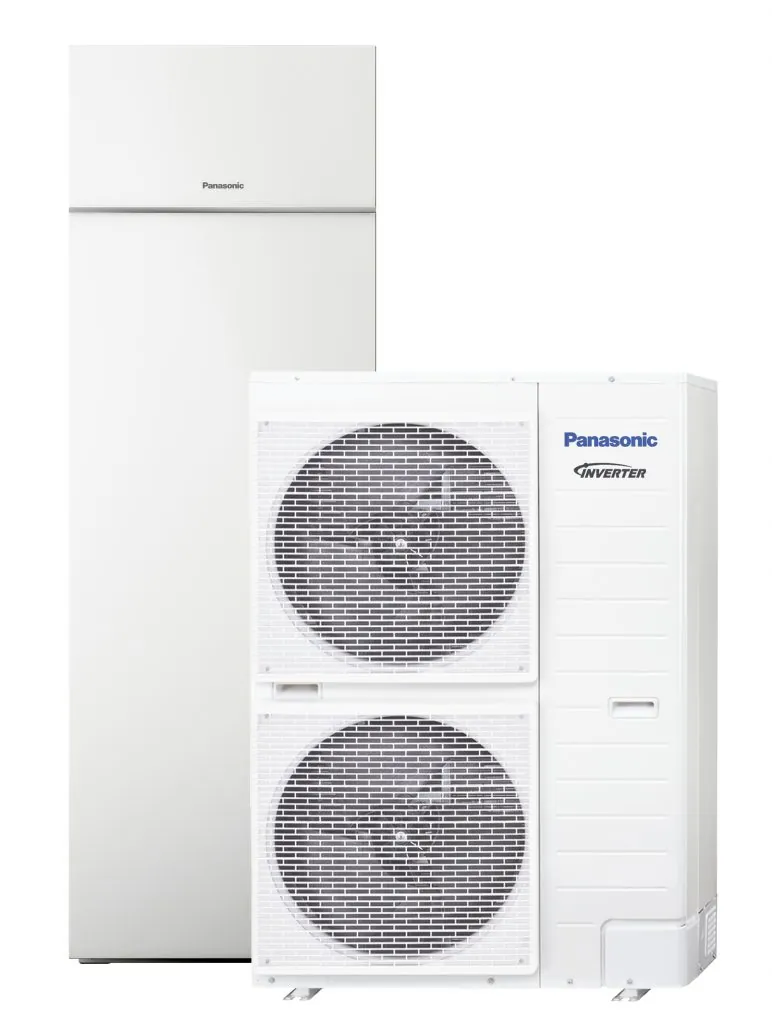 Produktbild av luft‑vattenvärmepump Panasonic Aquarea mot ljus bakgrund